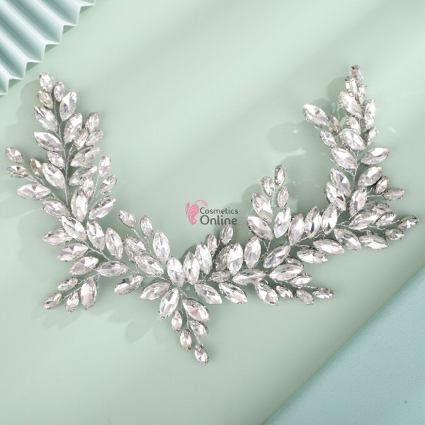 Accesoriu elegant pentru decor par AP002FF Argintiu cu cristale Argintii + 4 agrafe